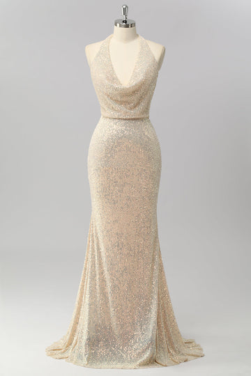 Robe De Soirée longue dos ouvert sirène sirène sirène à paillettes